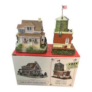 Liberty Falls Water Tower and Home Of Artist Anabelle Phillips Figurines 3.25 T